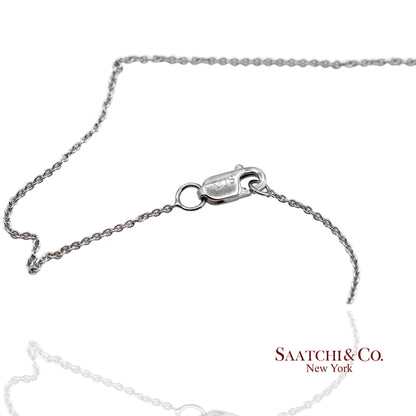 18K(750) White Gold Natural Diamond Square Box Shape Pendant Necklace with Chain