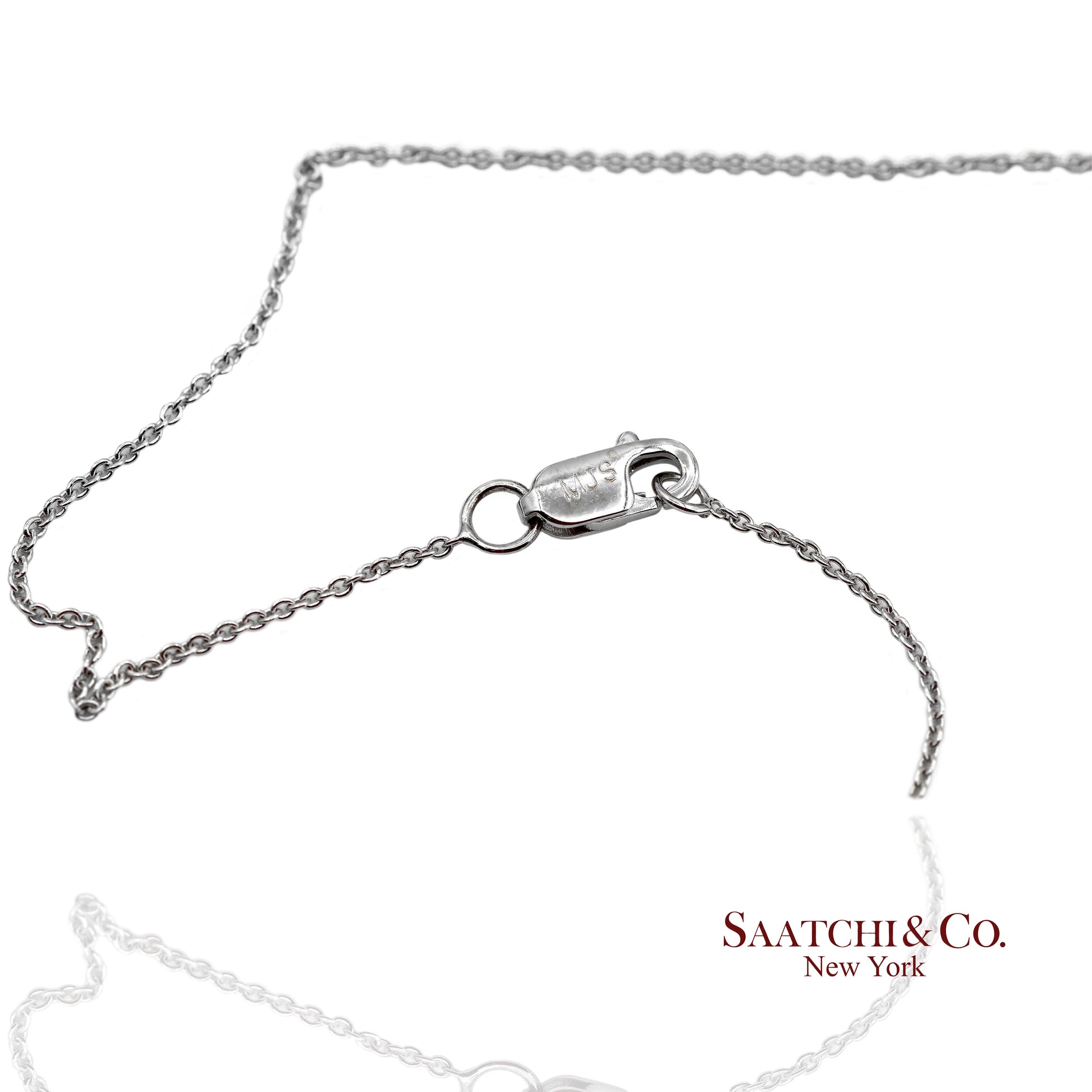 18K(750) White Gold Natural Diamond Box Shape Pendant Necklace with Chain