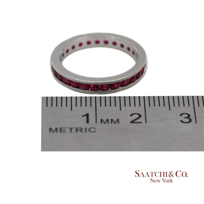 14K(585) Solid White Gold Hand Milgrain Band Ring