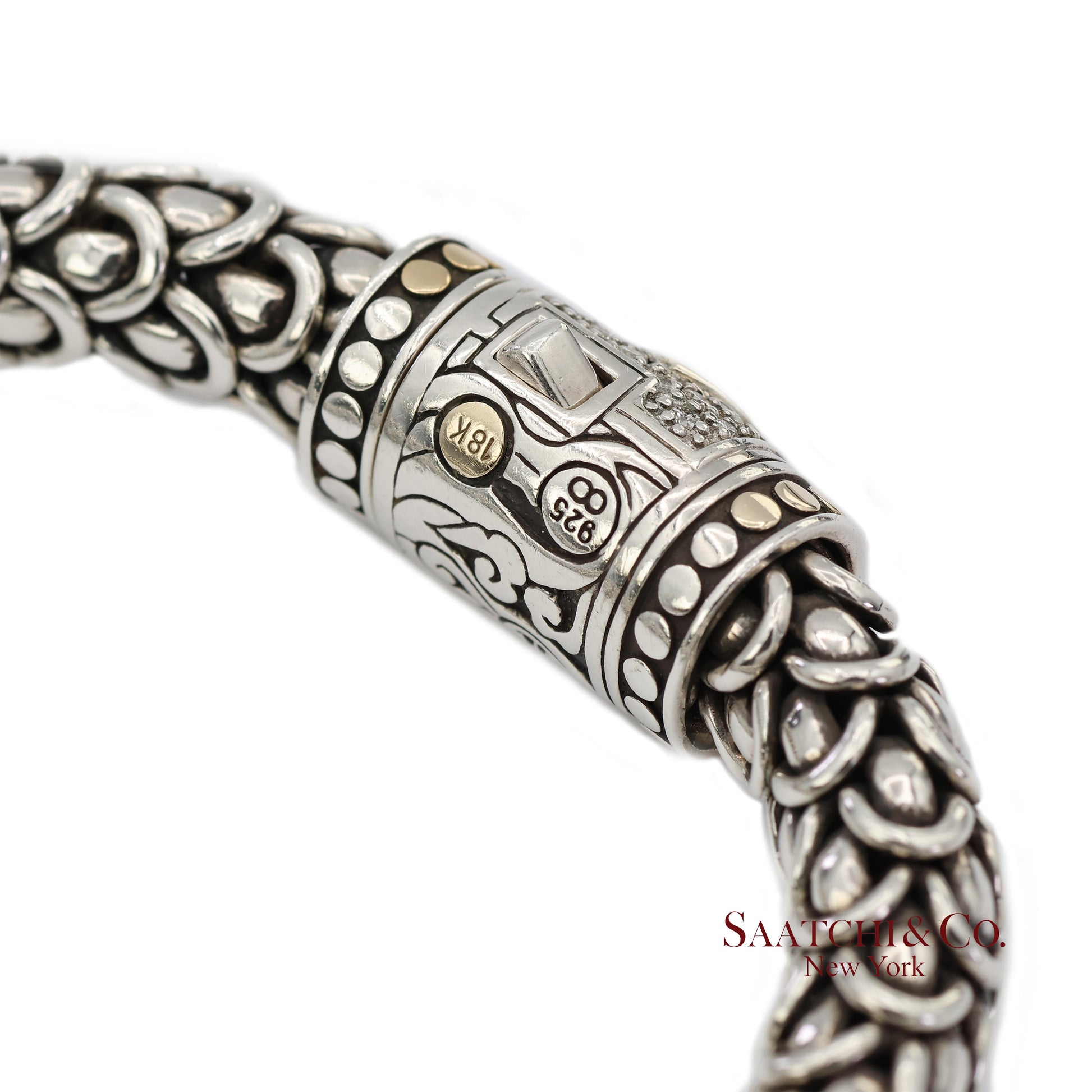 Vintage 18K Yellow Gold John Hardy Legends Naga Sterling Silver Bracelet