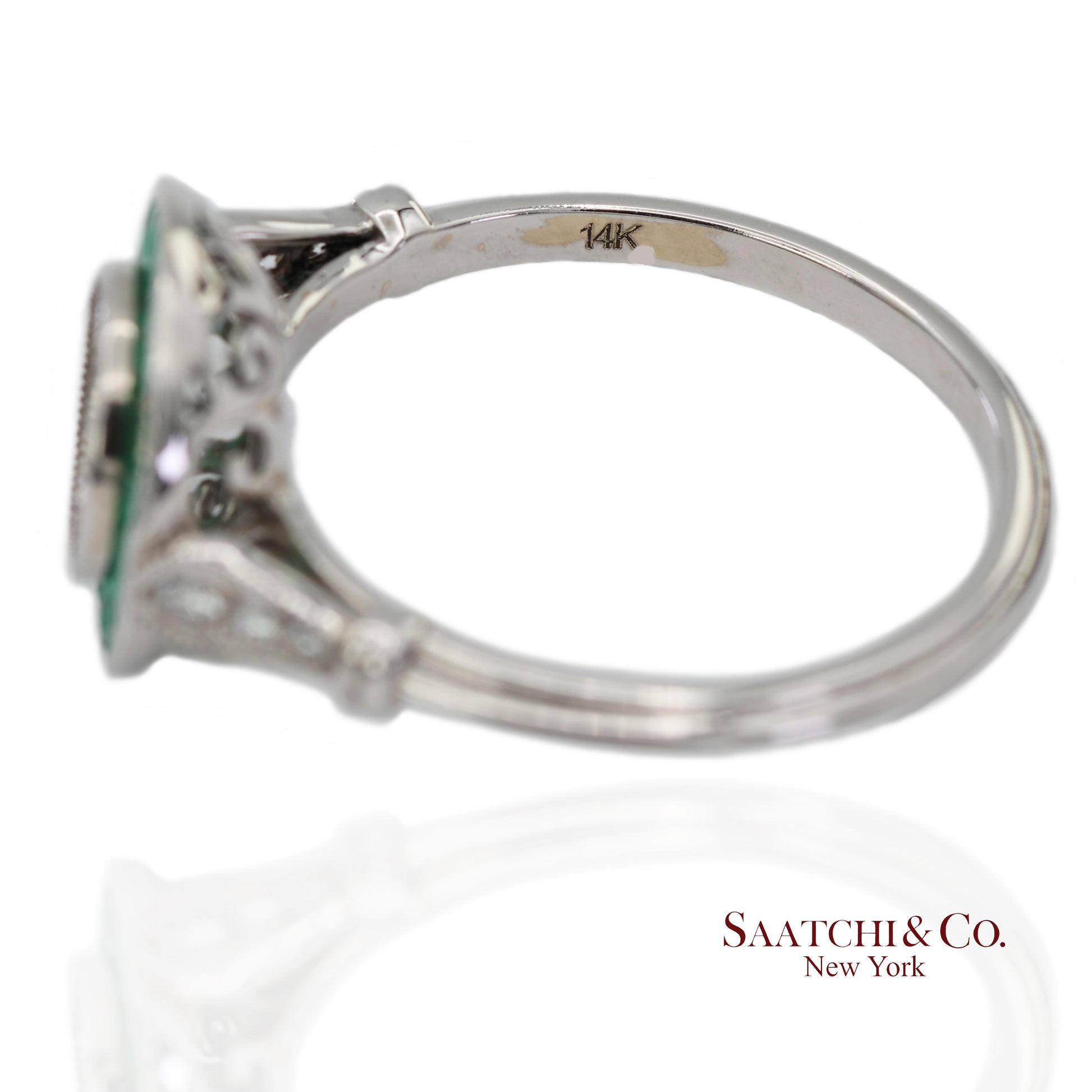 14K (585) White Gold Natural Brilliant Diamond Semi Mount Engagement Ring Size 7