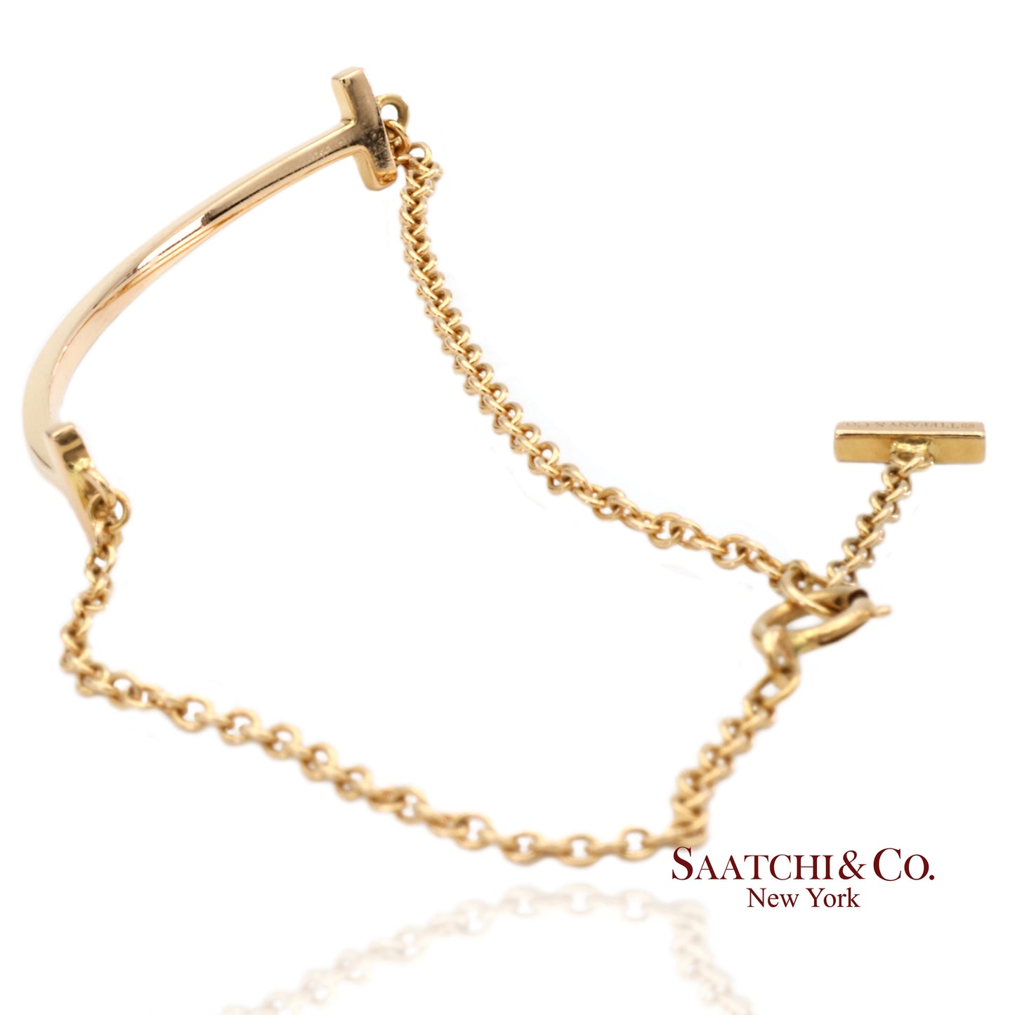 Tiffany & Co. Vintage 18K(750) Solid Yellow Gold T Smile Bracelet
