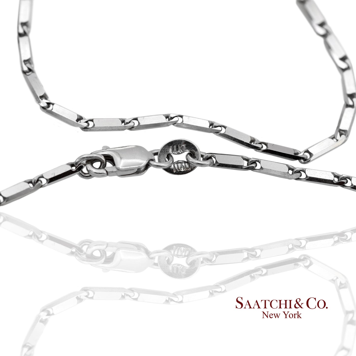 14K(585) Diamond Cut Solid White Gold Chain Necklace