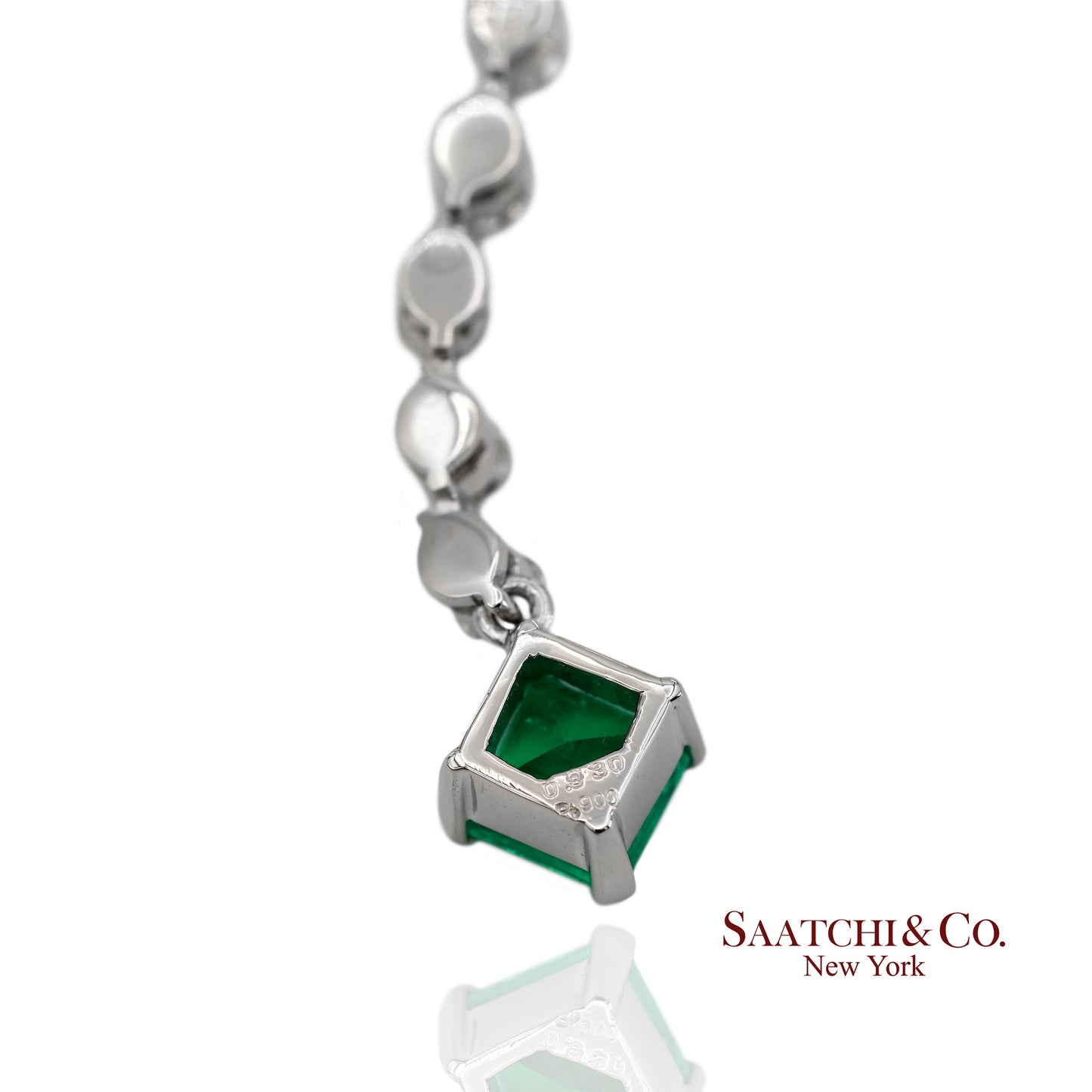 GIA Certified Platinum 900 Natural Diamond and Colombian Emerald Pendant
