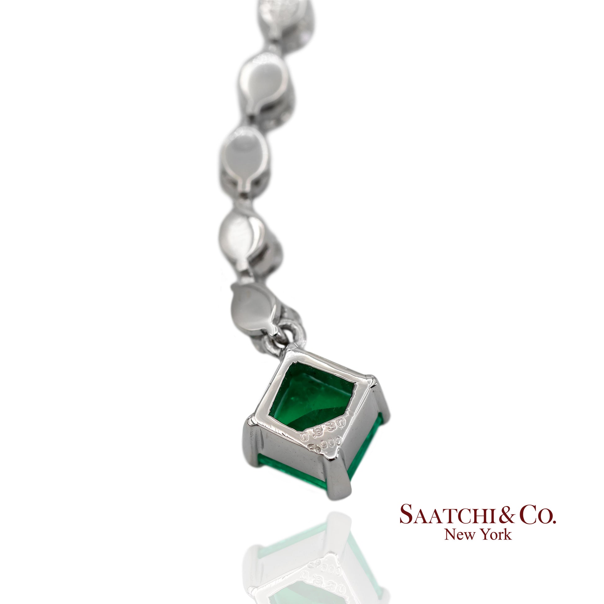 GIA Certified Platinum 900 Natural Diamond and Colombian Emerald Pendant