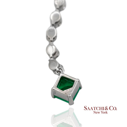 GIA Certified Platinum 900 Natural Diamond and Colombian Emerald Pendant