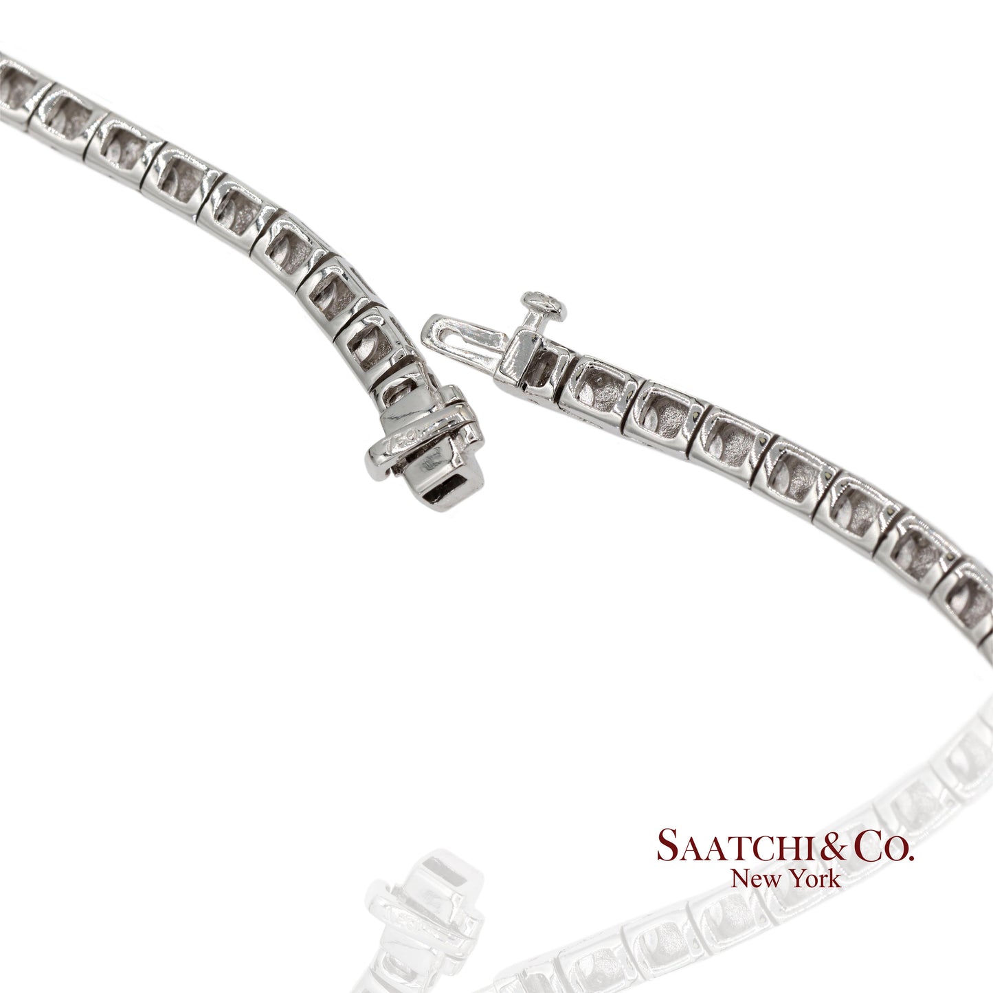 18K 750 Solid White Gold Natural Diamond Buguatte Tennis Necklace