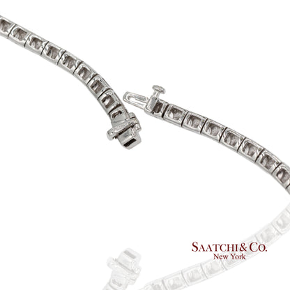 18K 750 Solid White Gold Natural Diamond Buguatte Tennis Necklace