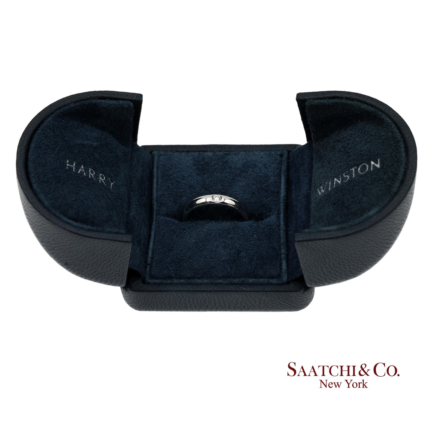 Platinum 950 Harry Winston Natural Single Diamond Band Ring