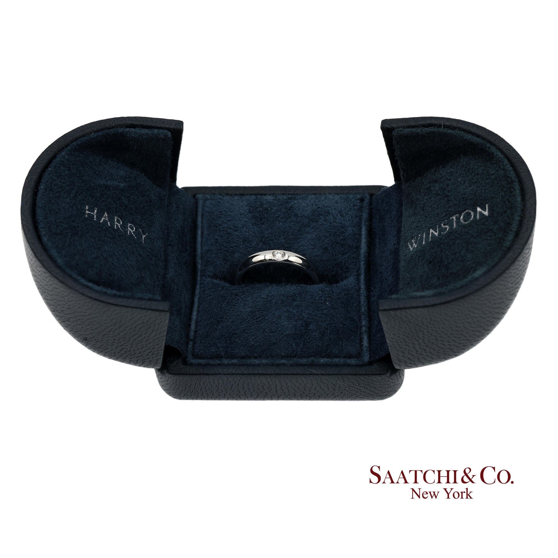 Platinum 950 Harry Winston Natural Single Diamond Band Ring