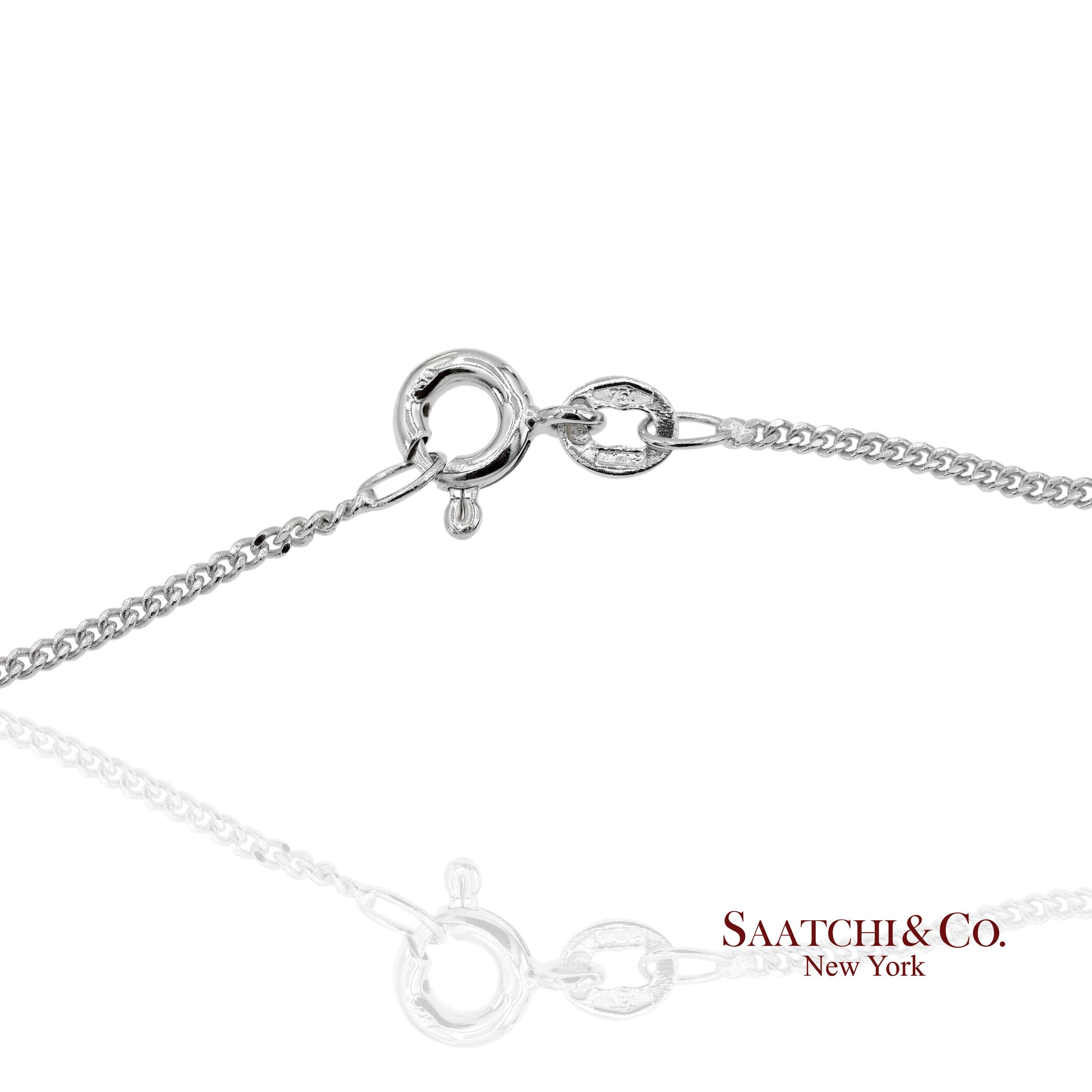18K 750 Solid White Gold Natural Diamond Chain Necklace