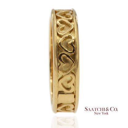 Vintage Tiffany & Co. 18K 750 Solid Yellow Gold Heart Shape Band Ring