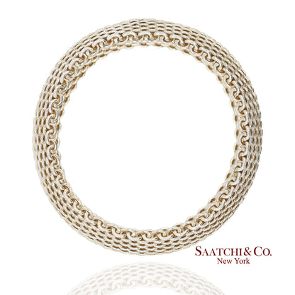Tiffany & Co. Sterling Silver Somerset Mesh Wide Bangle Bracelet