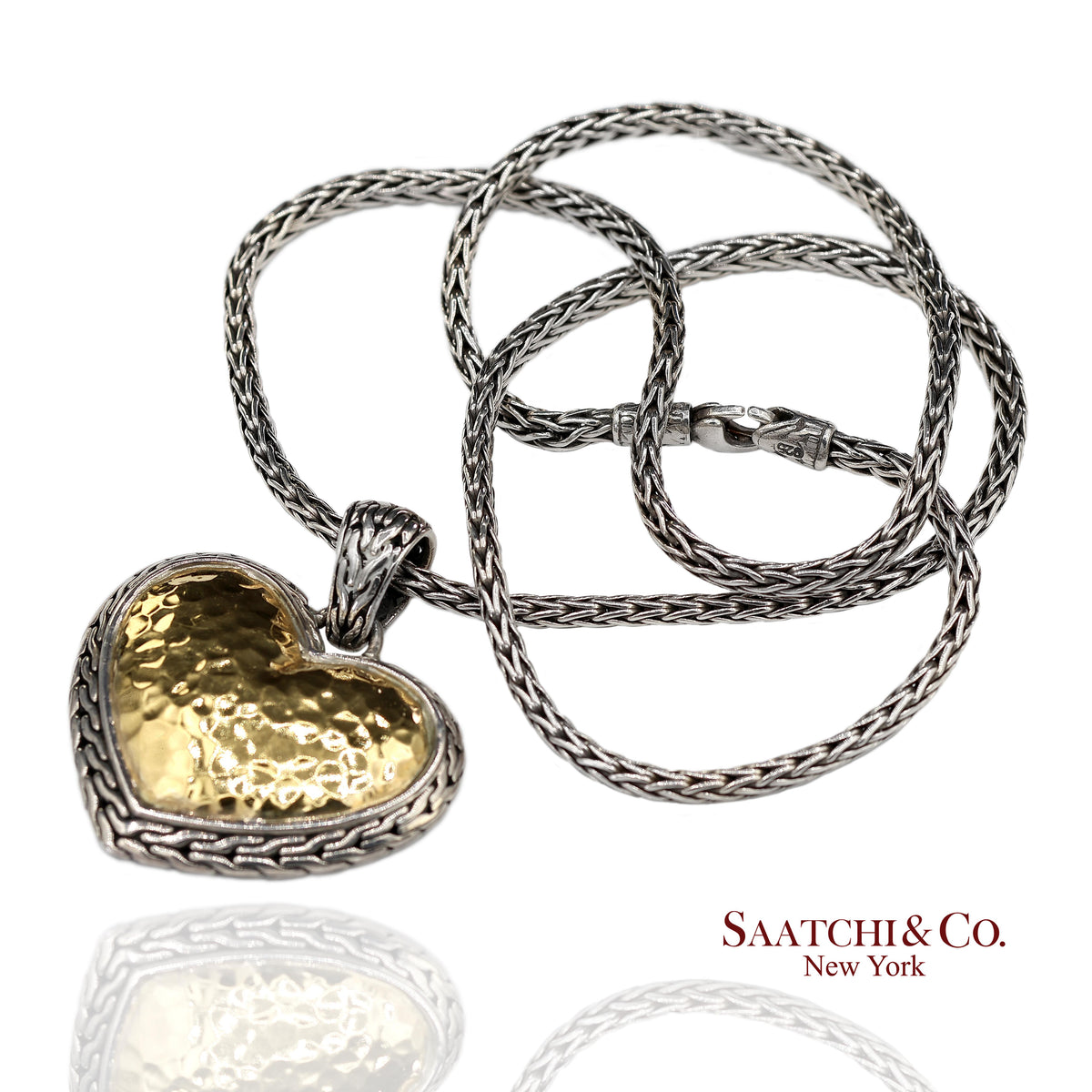 John Hardy 22K Yellow Gold and Sterling Silver Heart Pendant Necklace