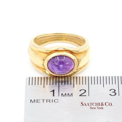 18k (750) Yellow Gold Natural cabochon Amethyst Ring