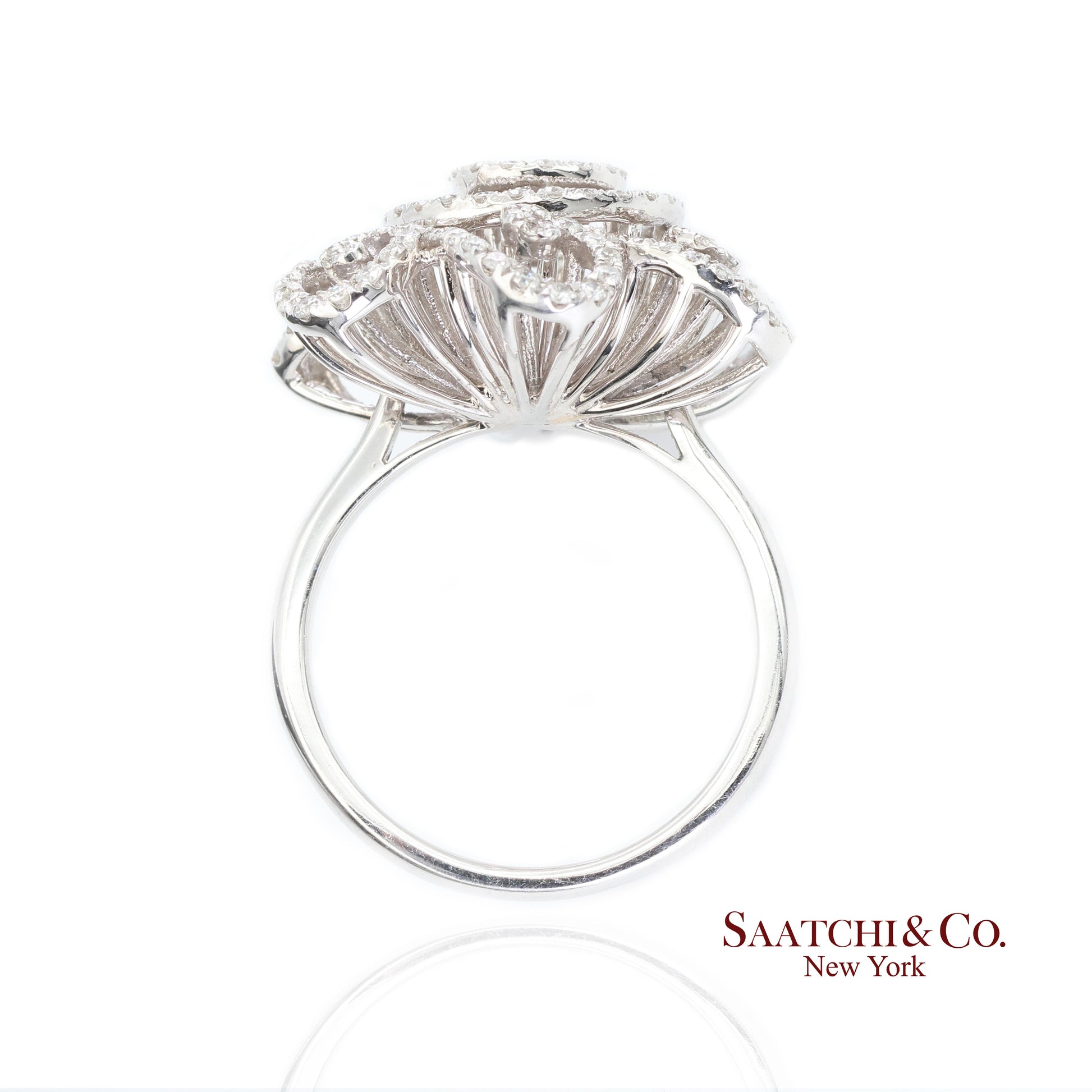 14k(585) White Gold  Natural Diamond Ring Size 7