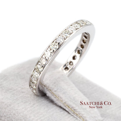 14k (585) White Gold Natural Diamond Eternity Band Size 6.5