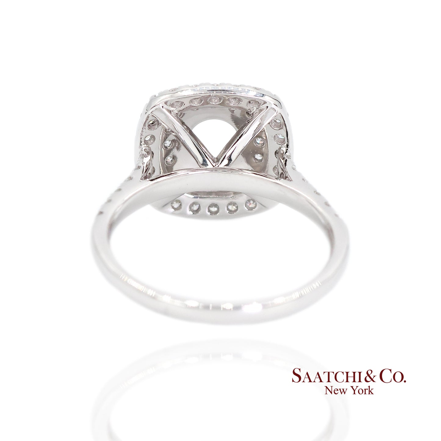 Platinum 950 Natural Brilliant Diamond Mounting Ring Size 6.5