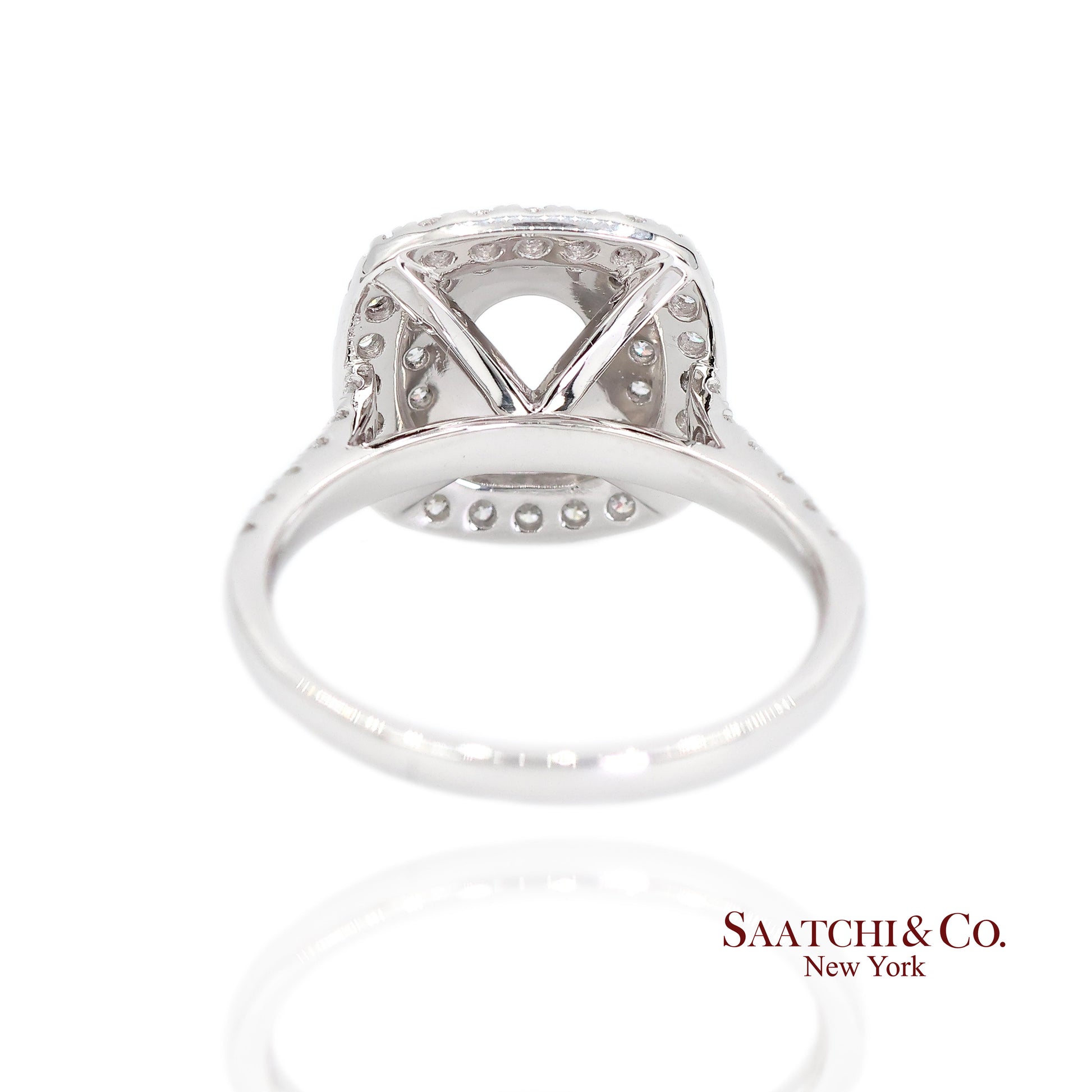 Platinum 950 Natural Brilliant Diamond Mounting Ring Size 6.5