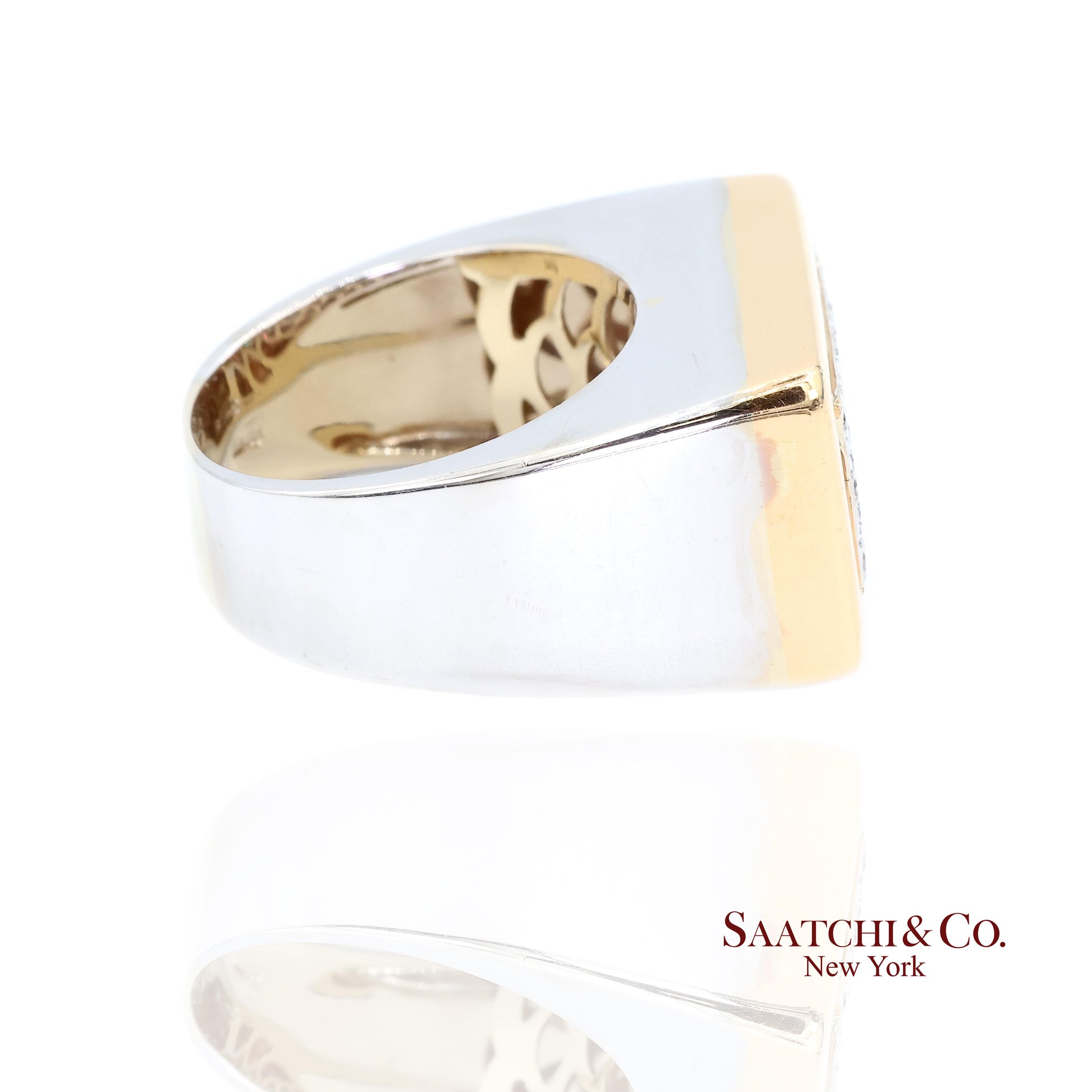 18k (750) Two Tone White Yellow Gold Natural Diamond Ring