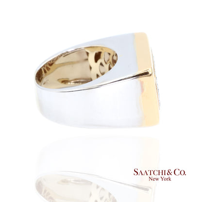 18k (750) Two Tone White Yellow Gold Natural Diamond Ring