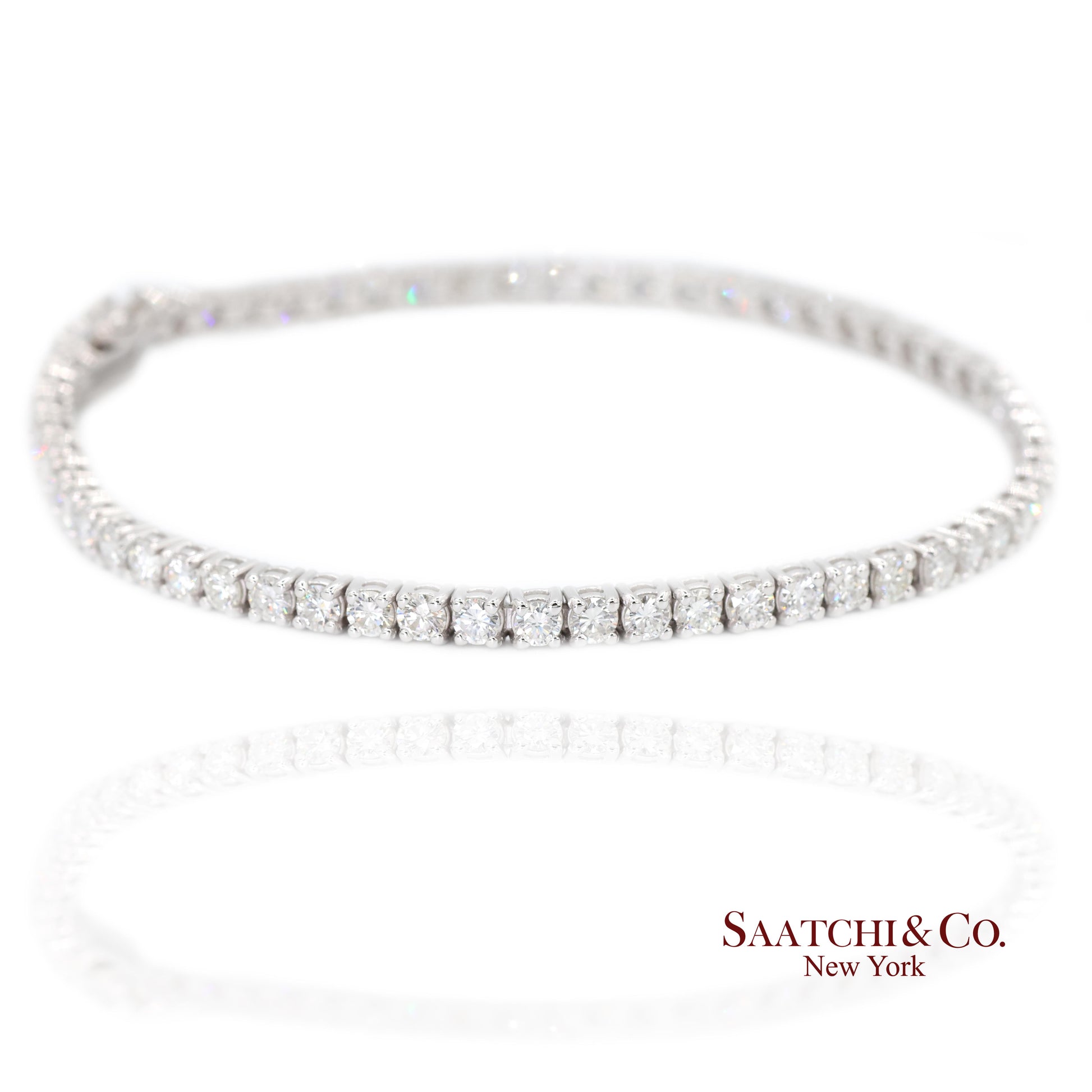 14k (585) White Gold Natural Diamond Tennis Bracelet size 7.5 inch