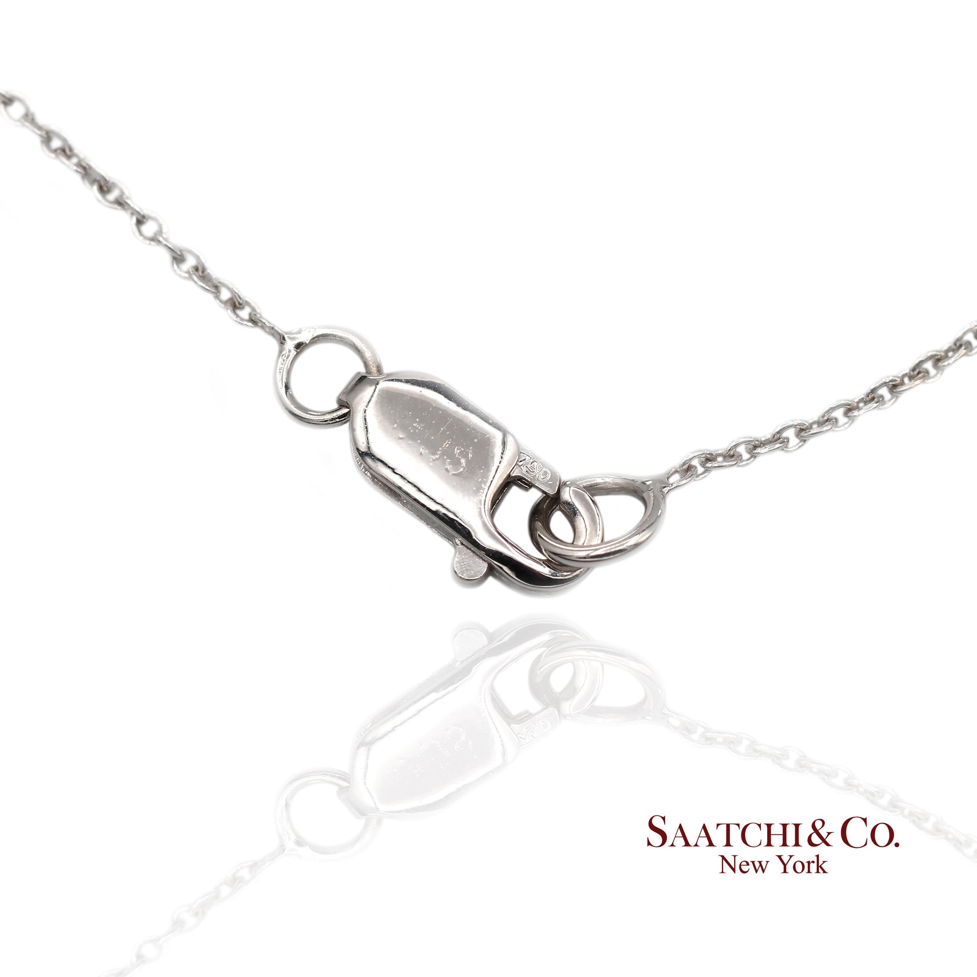 18K(750) White Gold Natural Diamond Marquise Shape Pendant Necklace with Chain