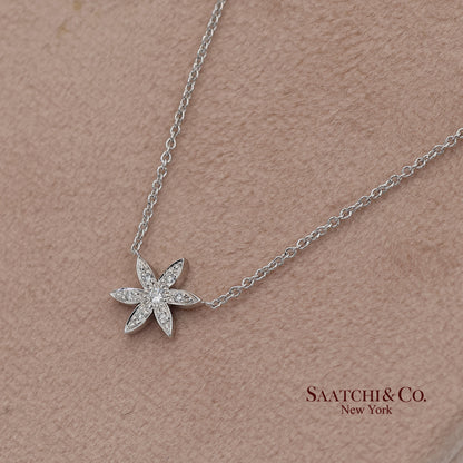 18K(750) White Gold Natural Diamond Pendant Necklace with Chain