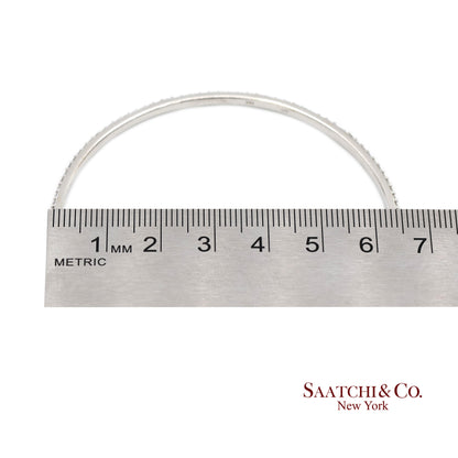 14K (585) Solid White Gold All Around Natural Diamond Bangle Bracelet