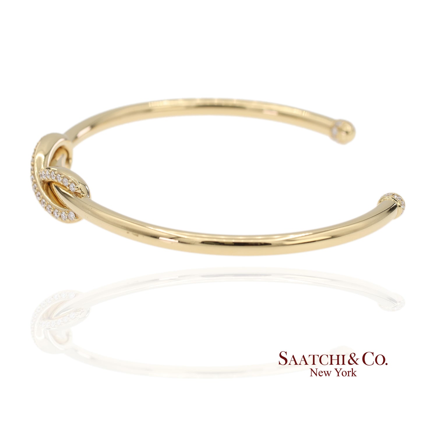Tiffany & Co. Infinity Cuff 18K 750 Yellow Gold Natural Diamond Bangle Bracelet
