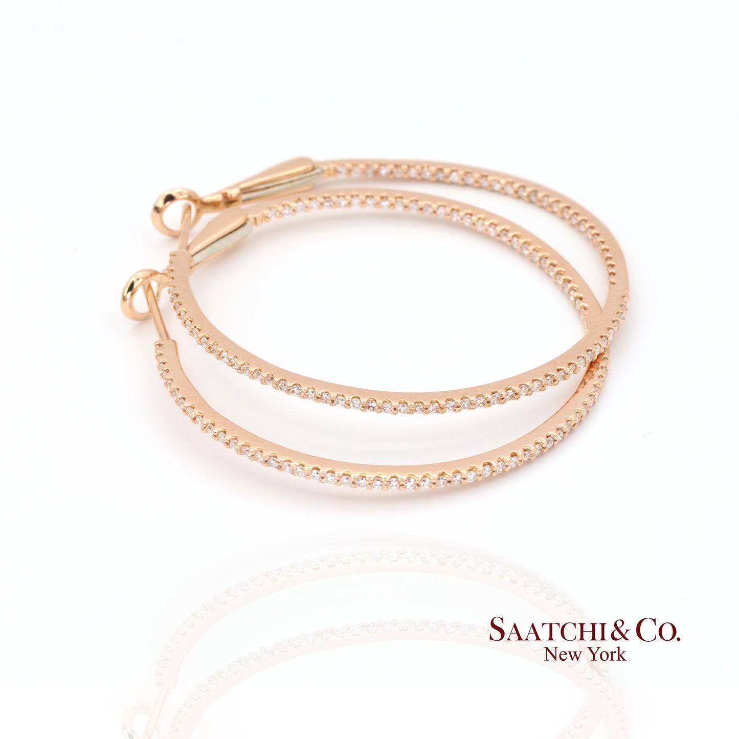 18k (750) Rose Gold Natural Diamond Hoop Earrings