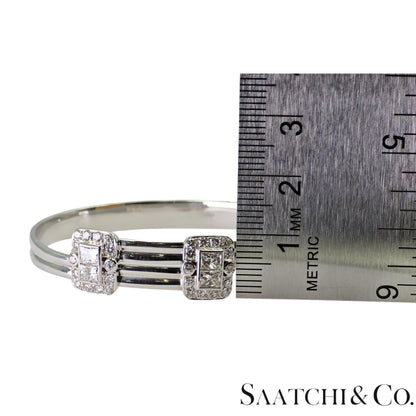 18K (750) White Gold Adjustable Bangle Natural White VVS-VS Diamond