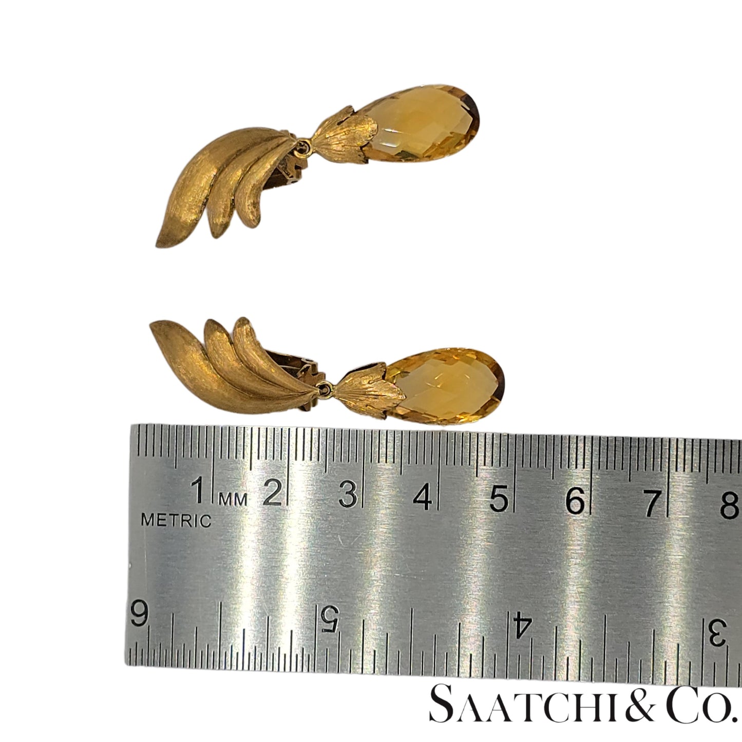 14k (585) Yellow Gold 8 Ct Natural Yellow Citrine Earrings