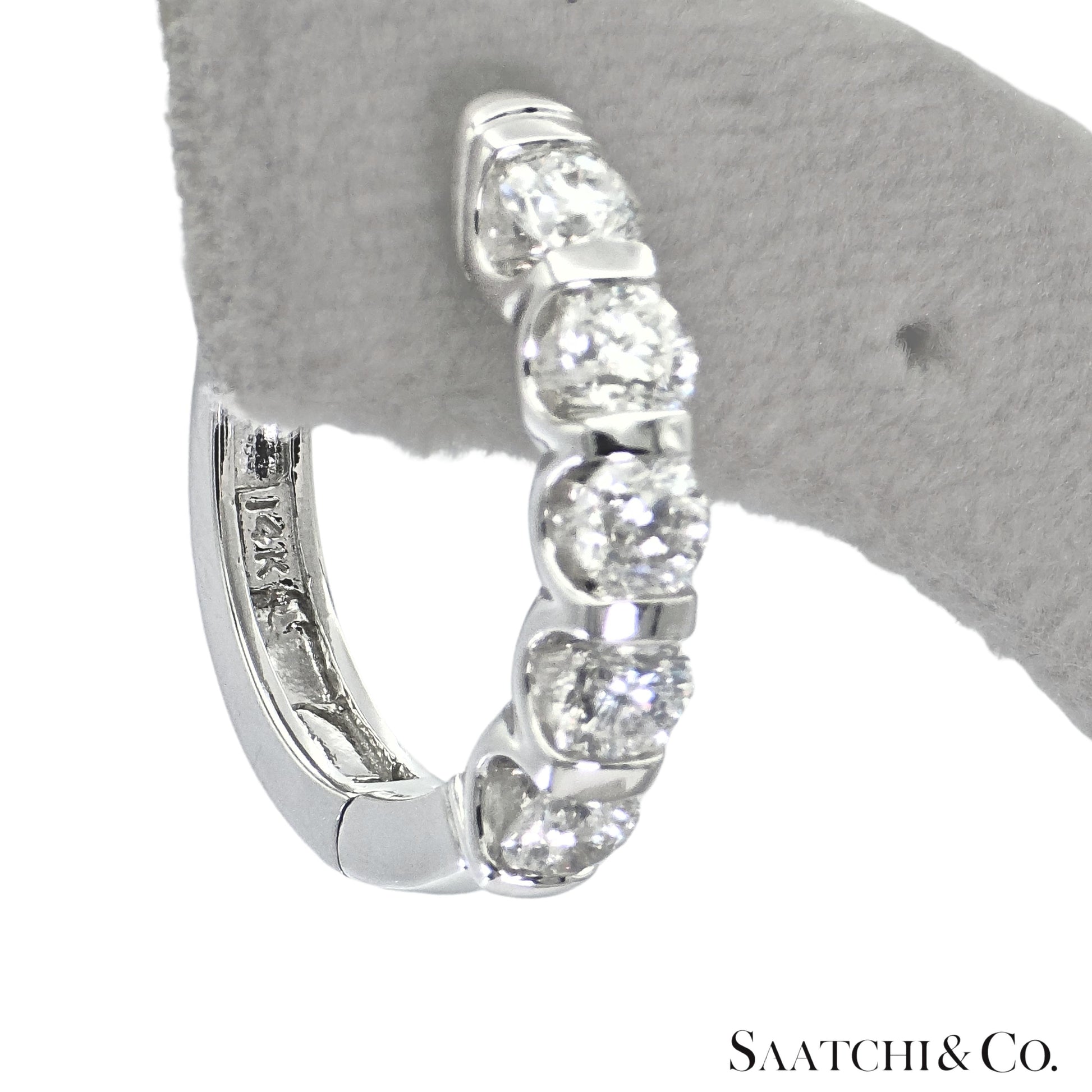 Natural Diamond Hoop Earrings 14K (585) White Gold