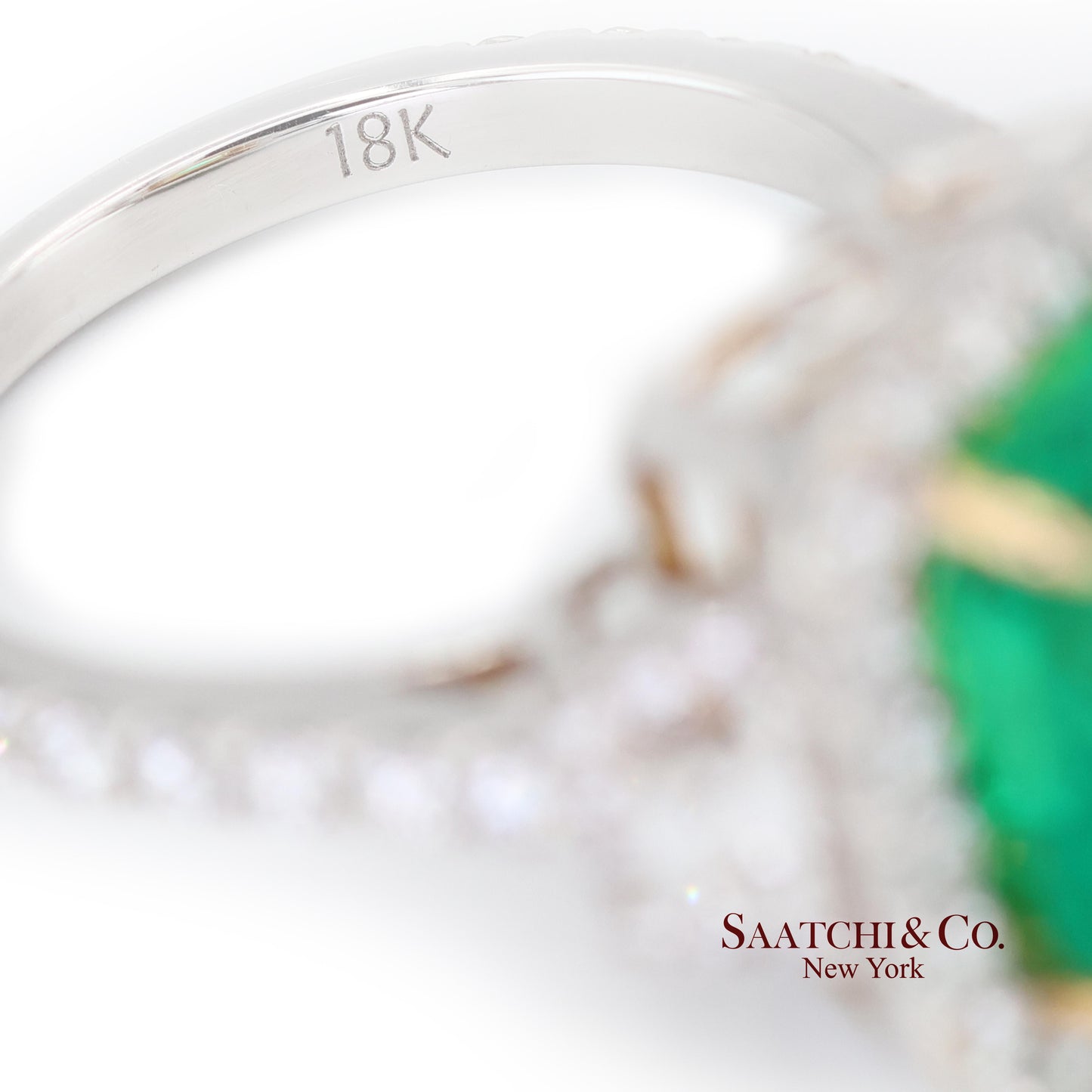 GIA 18k (750) White Gold Natural Colombian Emerald and Natural Diamond Ring