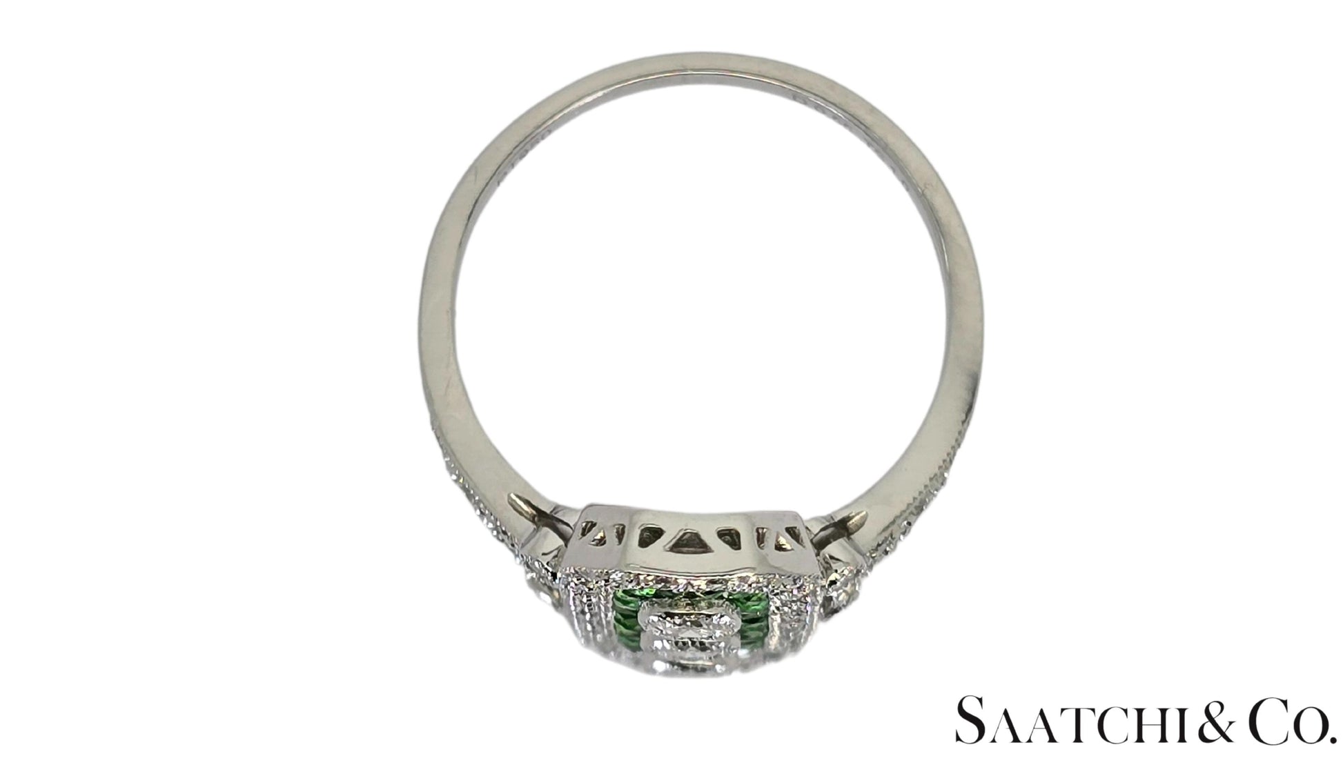 Platinum (950) Natural 1 Ct Tsavorite & 0.55 Ct Natural Diamond Ring