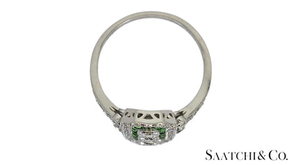 Platinum (950) Natural 1 Ct Tsavorite & 0.55 Ct Natural Diamond Ring