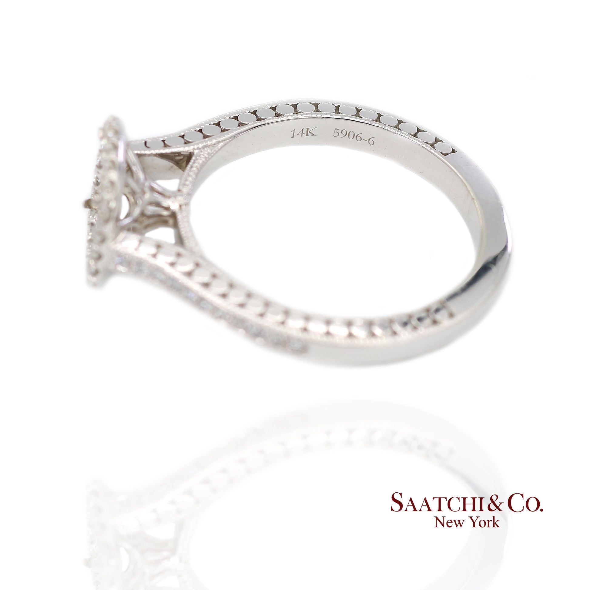 14K (585) White Gold Natural Brilliant Diamond Semi Mount Ring Size 7