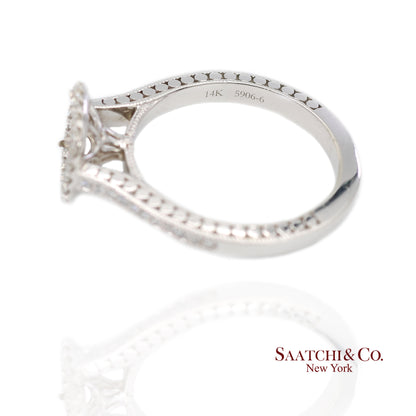 14K (585) White Gold Natural Brilliant Diamond Semi Mount Ring Size 7