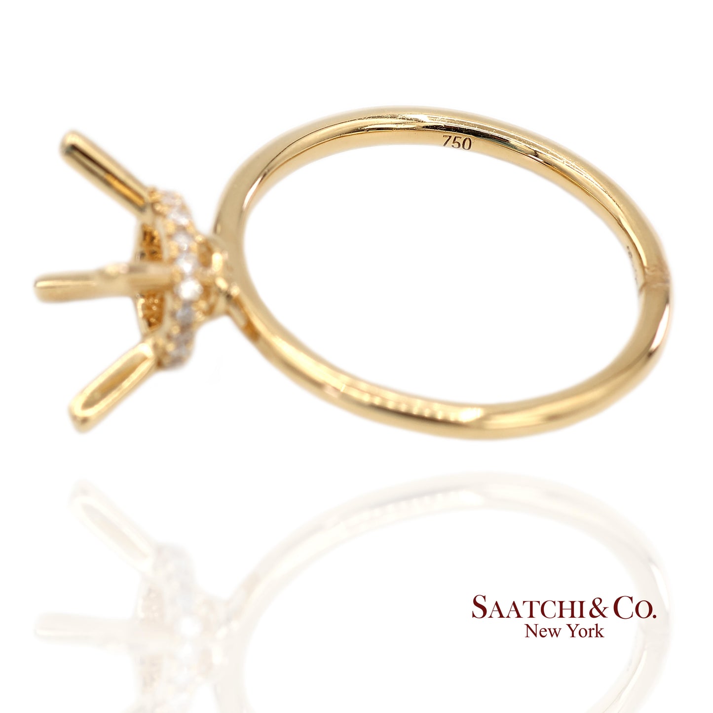 18K (750) Yellow Gold Natural Brilliant Diamond Semi Mount Ring Size 6