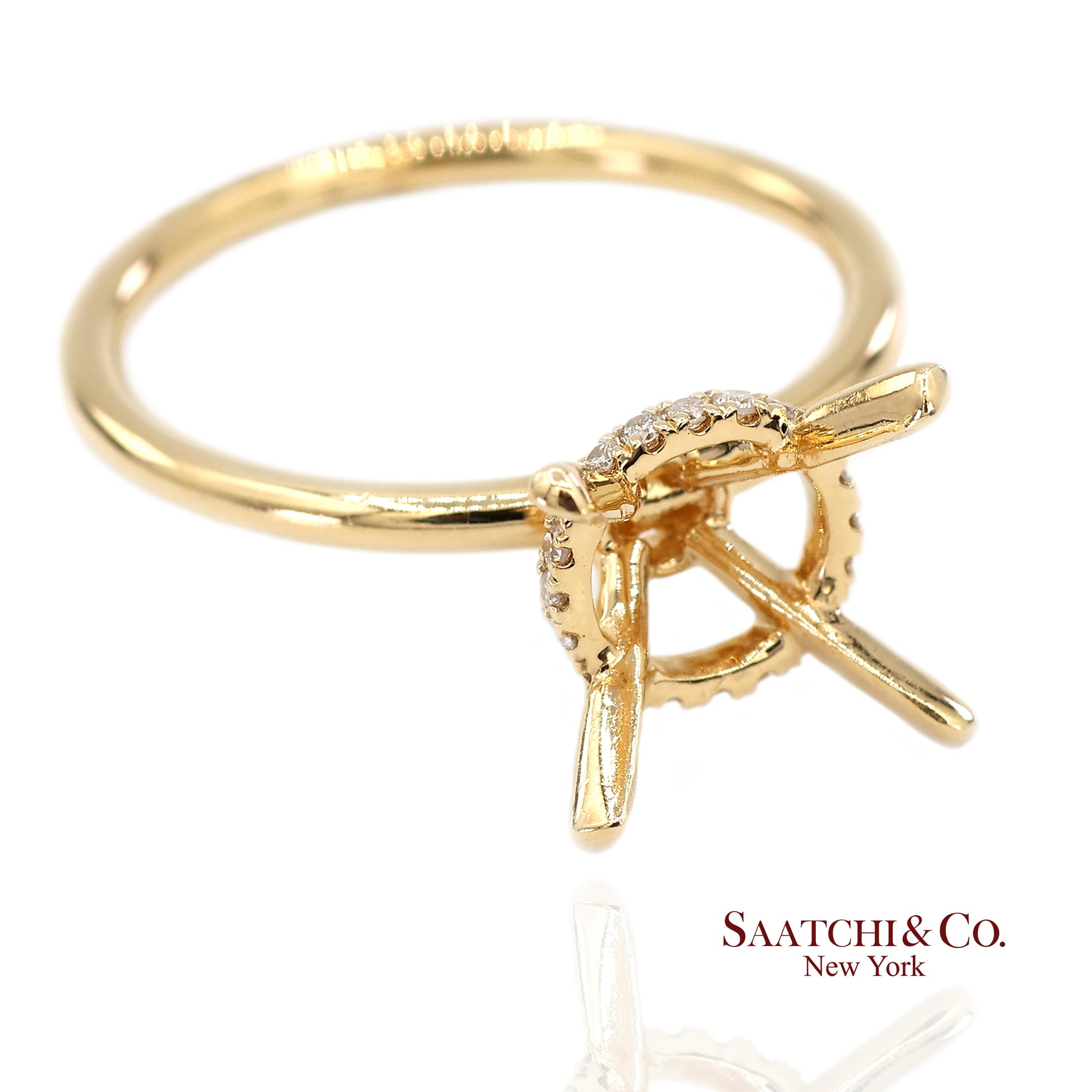 18K(750) Yellow Gold Natural Brilliant Diamond Mounting Ring