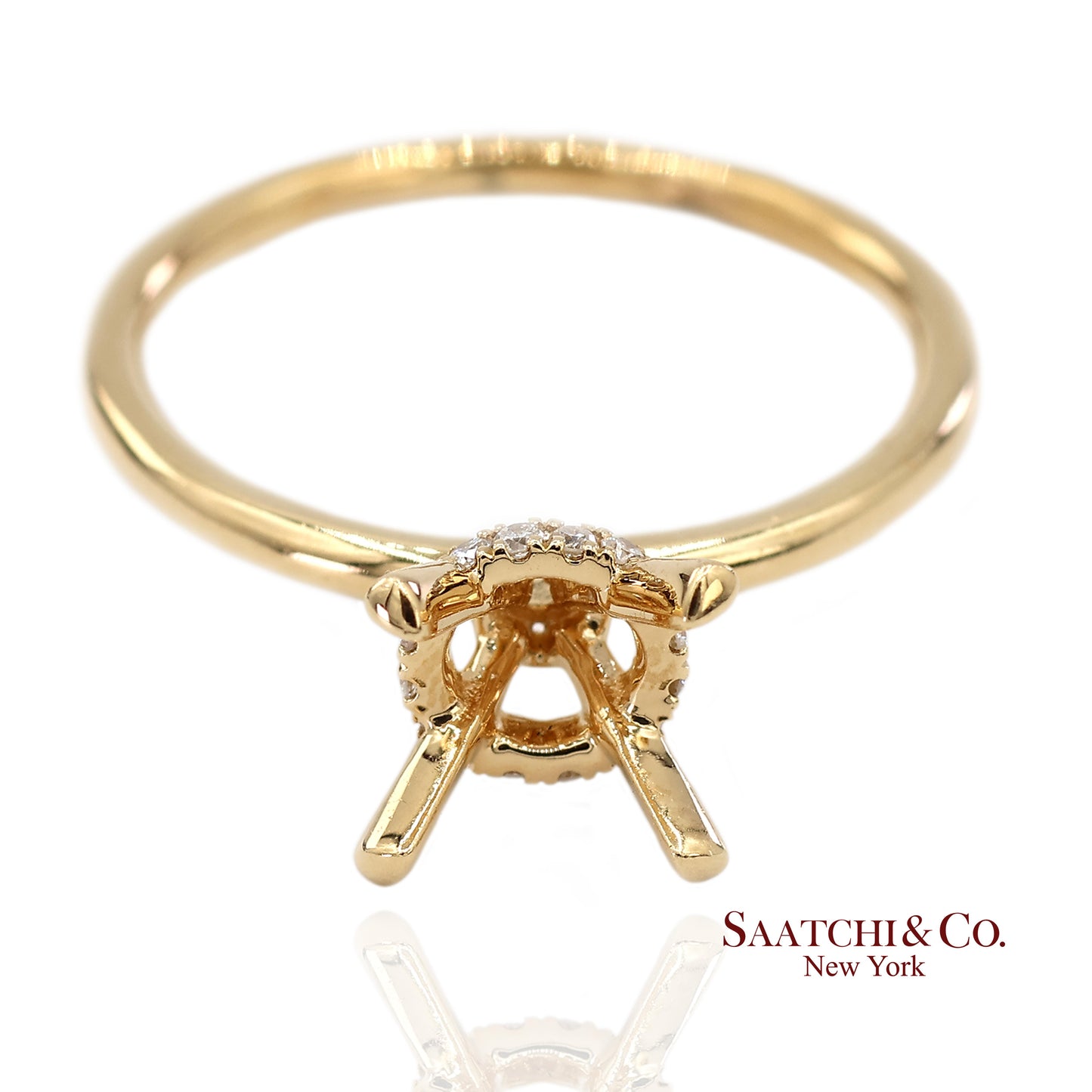 18K(750) Yellow Gold Natural Brilliant Diamond Mounting Ring
