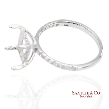 14K (585) White Gold Lab CVD Brilliant Diamond Semi Mount Ring Size 7