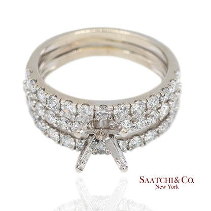 14K (585) White Gold Natural Brilliant Diamond Semi Mount Ring Size 7