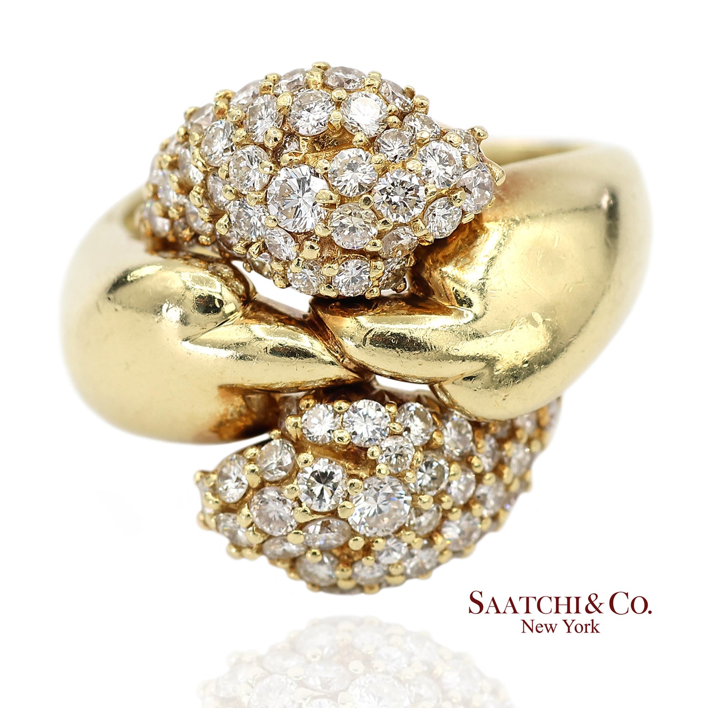 18K (750) Yellow Gold Natural Diamond Jose Hess Vintage Designer Ring