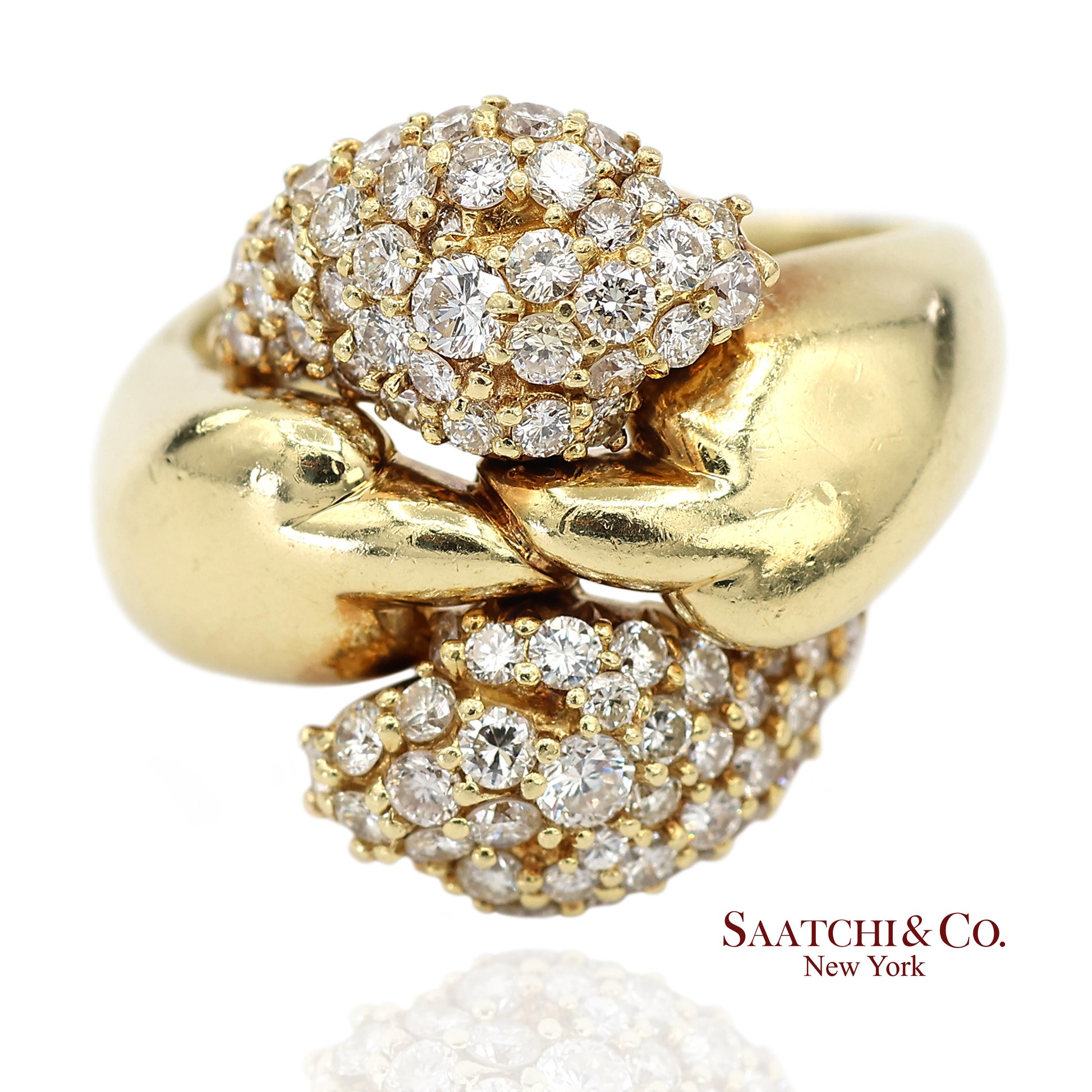 18K (750) Yellow Gold Natural Diamond Jose Hess Vintage Designer Ring