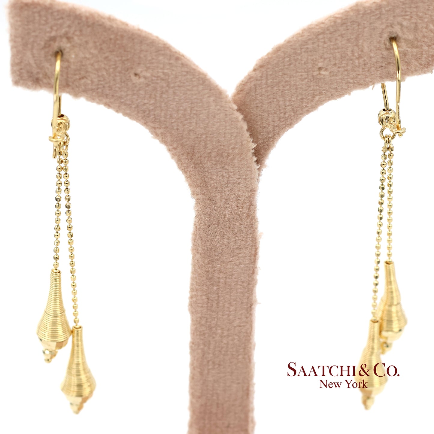 18K (750) Yellow Gold Drop Dangling Earrings