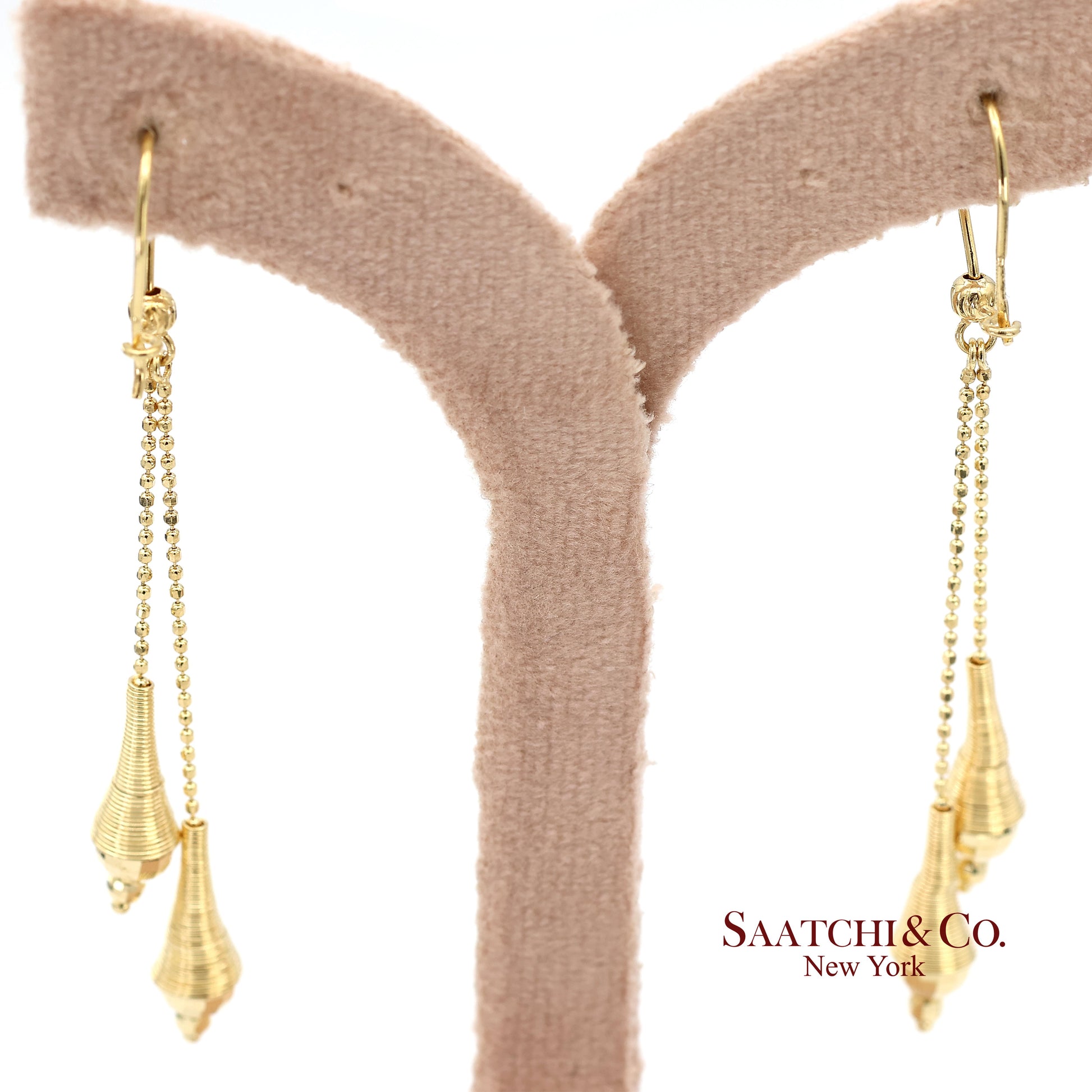 18K (750) Yellow Gold Drop Dangling Earrings