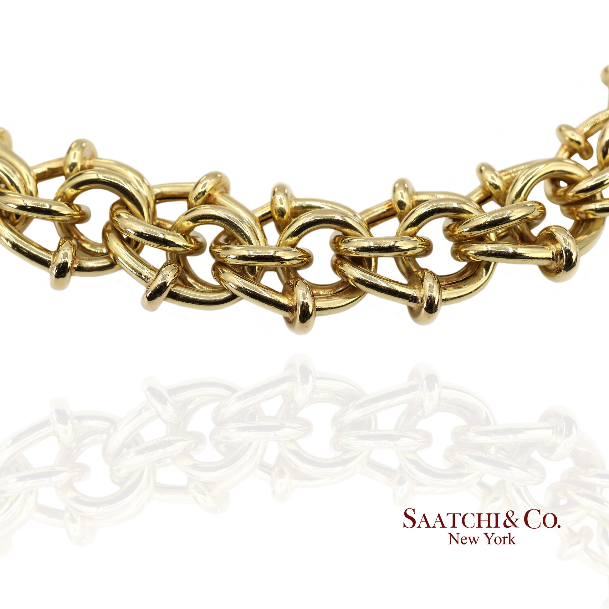 18K(750) Solid Yellow Gold Graduated Byzantine Chain Necklace