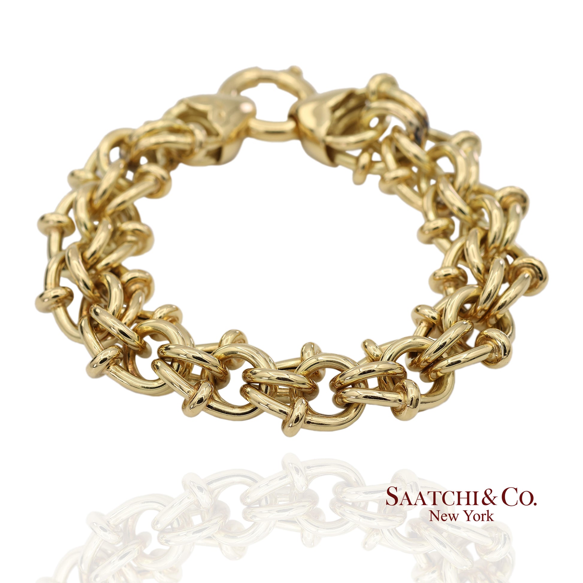 18K(750) Solid Yellow Gold Byzantine Chain Bracelet